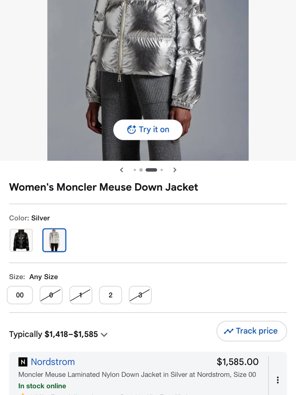 Moncler Metallic Silver Meuse Puffer Jacket, Retail now 1585$+tax - Picture 11 of 11